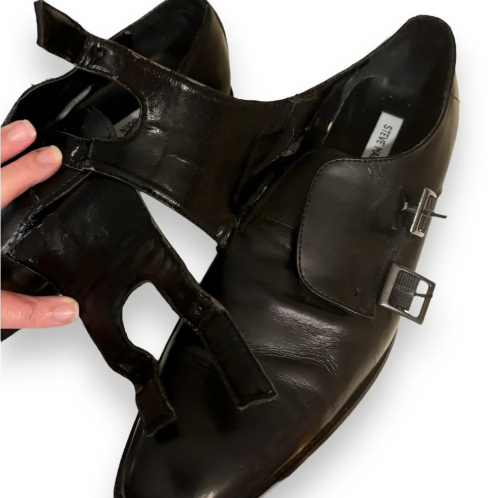 STEVE MADDEN P-Lyfe Black Leather Double Monk Strap Dress Shoes
